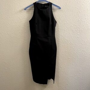 Scandi Minimal Black Midi Dress | 90s Power Dressing | Petite 0